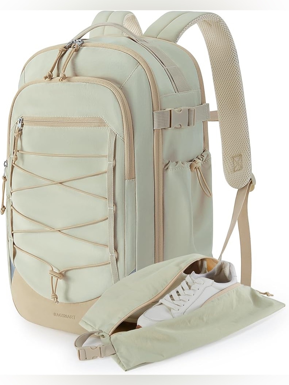 Bagsmart Men's Cream Travel Backpack with Shoe Pouch